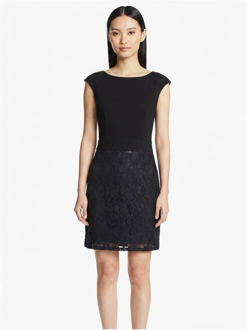 NWT Laundry By Shelli Segal Black Lace Pencil cocktail party Dress size 2 $175